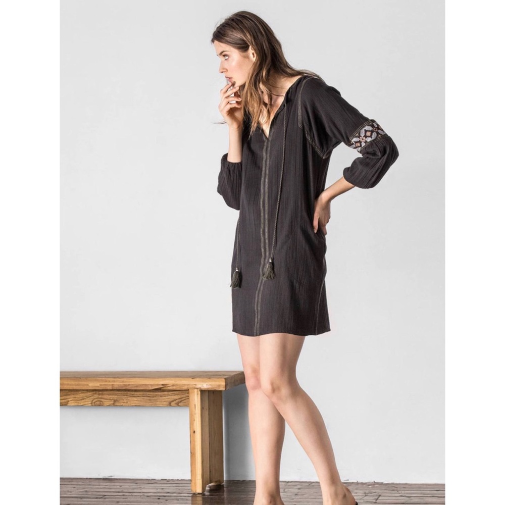 Lila P Boho Soft Gauze Cotton Shirt Dress